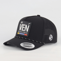 Casquette de baseball imperméable structurée avec logo personnalisé OEM, trou découpé au laser, patch en caoutchouc, visière incurvée, casquette snapback imperméable personnalisée