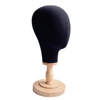 Tête de mannequin en toile recouverte de tissu avec base en bois massif, présentoir de table pour chapeaux, idéal pour la vente au détail en boutique et le coiffage de perruques