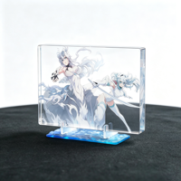 Support carré personnalisé en acrylique massif, Ornement de bureau en plaque d'acrylique coulée, Impression personnalisée pour fans de jeux mobiles et d'anime