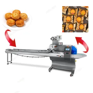 Customized Automatic Multi-functional Horizontal Pillow flow Packing Machine for moon cake pastries Waffle cake candy snacks