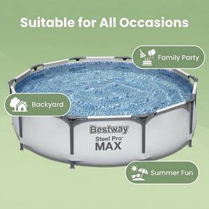 <span class=keywords><strong>Piscina</strong></span> Bestway 56406 <span class=keywords><strong>Redonda</strong></span> Grande con Marco Metálico, <span class=keywords><strong>Piscina</strong></span> Familiar de PVC para Jardín, <span class=keywords><strong>Piscina</strong></span> Elevada Portátil para Exteriores y Accesorios - Product Image 2