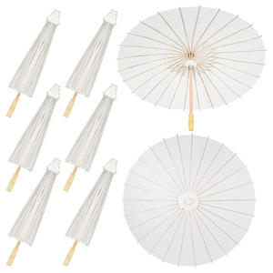 Vente en gros de parapluie en papier blanc japonais chinois populaire Parasol droit en bambou japonais pour bricolage artisanat mariages - Product Image 2