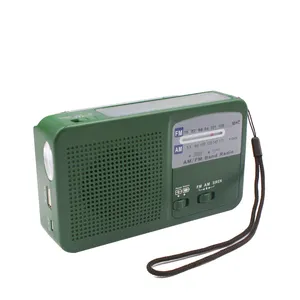 RD-369 Darurat LED Obor Tangan Crank AM FM Radio Tenaga Surya dengan Pengisi Daya Ponsel //