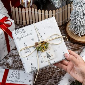 <b>White</b> Christmas Wrapping Paper Roll 17in x 32.8ft Silver Foil Embossed Trees And Letters Gift <b>Wrap</b> For Holiday Celebration - Product Image 4