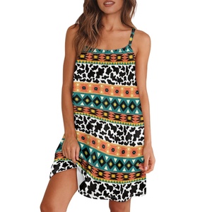 Stampa Dropshipping on Demand abito Spaghetti tradizionale con stampa tribale azteca cultura maya Design americano Mini prendisole da spiaggia - Product Image 5