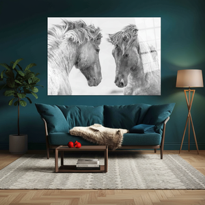 Impression sur toile élégante de deux chevaux : Décoration d'intérieur sur le thème de l'art animalier, ART SUR VERRE TÉRMÉTRAL - Product Image 3