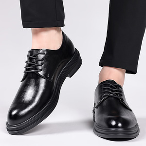 Zapatos de Vestir de Cuero Suave para Hombre, Negros, Formales, para Boda, Negocios, Oficina, Oxfords Antideslizantes, Resistentes al Desgaste, Estilo Juvenil - Product Image 2