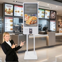 Kiosque de commande alimentaire tactile mural de 23,6 pouces pour restaurant intérieur, avec paiement par lecture de code QR et SDK