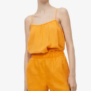 Custom 2023 Summer Fashion Casual Loose Fit Camis Plain Orange Strappy Top per le donne