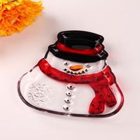 FLVC Minimalistische Kerst Sneeuwpop Kristallen Glazen Fruitcake Schaal Sneeuwpop Kerstkoekjes Snack Traktatie Glazen Schaal