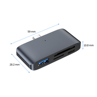 Lector de Tarjetas C4C-A 4 en 1 para iPad Mini, Teléfono Inteligente, Portátil, con Tarjeta SD, Tarjeta Micro SD, Tipo C, OTG Hub, USB C a USB A