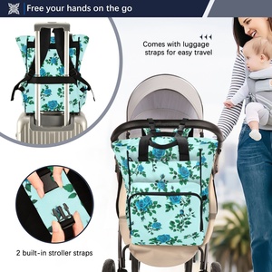 Bolsa de Pañales Impermeable con Diseño de Rosa Azul Hawaiana, Mochila Portátil para Bebé con Gran Capacidad para Mamá - Product Image 4