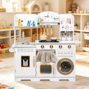<span class=keywords><strong>Cuisine</strong></span> en bois pour enfants avec évier et lave-vaisselle, ensemble de jeu de rôle, jouets alimentaires pour enfants - Product Image 1