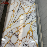 Panel de pared de PVC de alta calidad WYC moderno de alta calidad 4*8 pies de alto brillo dorado impermeable a prueba de humedad para baño Pared de apartamento