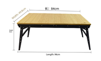 Table à manger d'extérieur en bambou avec cadre en alliage d'aluminium, pliable, portable, pour camping, voyage, barbecue, pique-nique, auto-conduite, mobilier d'extérieur, parc