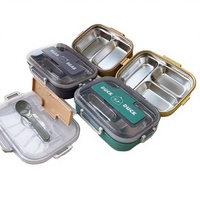 Boîte Bento Simple en Acier Inoxydable Shunxinyi, Écologique, Anti-fuite, à 3 Compartiments, à un Seul Niveau, avec Couvercle en Plastique Amovible – Vente en Gros