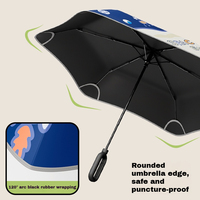 Parapluie Pongee pour Enfants à Motifs de Dessins Animés, Bande Réfléchissante, Ouverture Manuelle, Poignée Anti-Perte à Boucle Anneau, Impression Personnalisée, Pliage en Trois pour Enfants