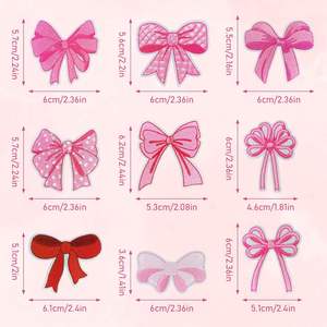 Pink Iron Sew on Patches Girls <b>Bow</b> Ties Applique for Clothes Dress Hat Jeans DIY Accessories Custom Logo Embroidered Patch - Product Image 2