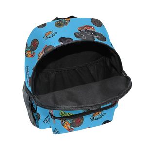New Arrival Cartoon Monster Truck <b>Backpack</b> for Boys 12in Polyester Softback with Zipper Pockets Daypack for Kids girls boys - Product Image 2