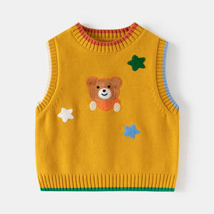 2024 nouveau gilet en laine à la mode pour enfants bébé <span class=keywords><strong>pull</strong></span> <span class=keywords><strong>sans</strong></span> manches avec dessin animé ours motif col rond hiver <span class=keywords><strong>pull</strong></span> pour garçons en gros - Product Image 1