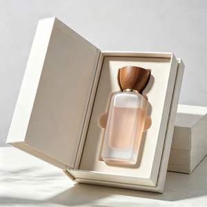 Botella de Perfume de Vidrio Esmerilado Personalizada de 100 ml, Diseño Cuadrado con Tapa de Madera para Marcas de Perfumes Premium - Product Image 4