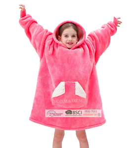 Nes Design Custom <strong>Blanket</strong> Super Soft Fluffy Sherpa Flannel <strong>Hoodie</strong> Sweatshirt Wearable <strong>Hoodie</strong> <strong>Blankets</strong> for Kids - Product Image 1