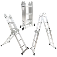 Échelles à marches pliantes en aluminium avec grand joint Échelle multi-positions réglable pour la maison Escaliers Toit Entrepôt pliable facile à ranger