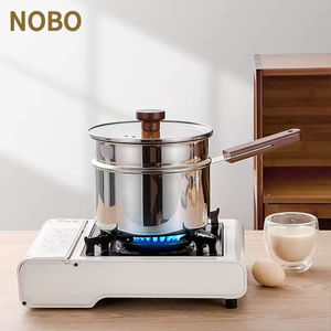 Marmite de cuisson intégrée en acier inoxydable de style vintage moderne, petite, pour lait, soupes, bouillons, nouilles et aliments pour bébés, avec fonction vapeur - Product Image 5