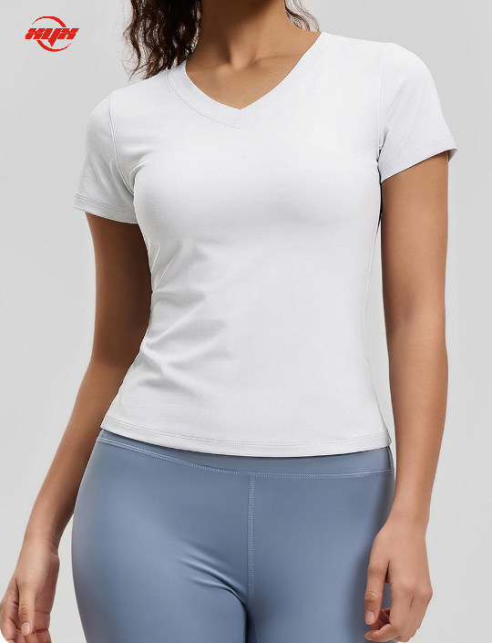 Women Workout Short Sleeve t Shirts Comfortable Quickly Dry v Neck Design Multi Color Custom logo Yoga T-Shirts