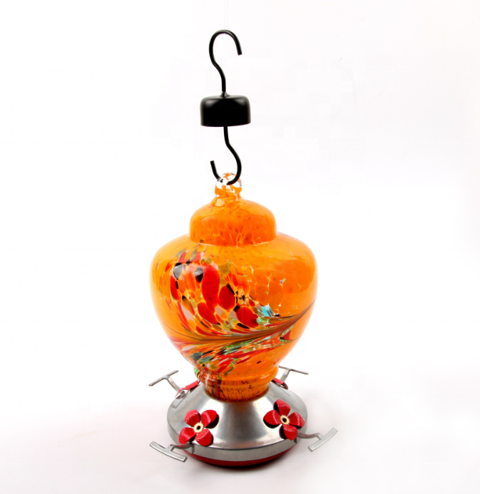 hummingbird feeder blown glass