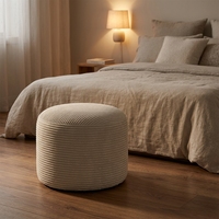 Pouf Ottoman Rond en Éponge Broyée, Emballage Sous Vide, Logo Personnalisé, Repose-Pieds pour Salon, OEM ODM Vente en Gros