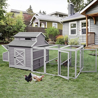 Poulailler Moderne Extra Large en Bois pour l'Extérieur, Cage à Volailles avec Nichoirs, Toit en Bois Imperméable, Facile à Nettoyer, Multiples Compartiments