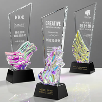 Souvenir de réunion annuelle de la société Crystal Star créative à cinq branches personnalisée Trophée en verre de cristal personnalisé