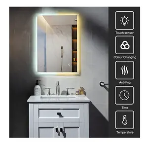 Furniture Home Square Led Light Mirror Glass Frame Bath Mirror Bathroom Led Large Vanity Bath Mirrors With Lights