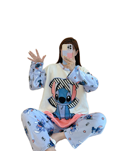 Conjunto de Pijama de Felpa Personalizado para Mujer, Cintura Elástica, Cálido y Cómodo, con Logotipo Frontal, de Gran Atractivo Visual - Product Image 1