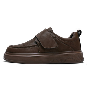 Chaussures bateau rétro en cuir à bout rond, semelle extérieure en caoutchouc, semelle intermédiaire en EVA, amorties, toutes saisons, chaussures décontractées de travail pour hommes - Product Image 5