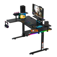 Bureau de jeu réglable Beisijie, nouveau modèle, RGB, pour ordinateur, électrique, en forme de U, grande table