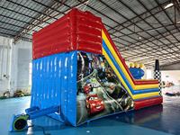 Château gonflable personnalisé pour enfants avec toboggan, thème voiture de course, pour fêtes intérieures et extérieures, aire de jeux