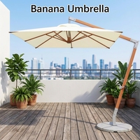 Parasol cantilever double rectangulaire de type banane, pour extérieur, terrasse et bord de piscine