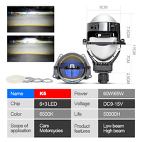 Phare LED de voiture universel K5 à double faisceau, 65W haute puissance, 6000K, 15000 Lumens, pour rétrofit et feu antibrouillard laser