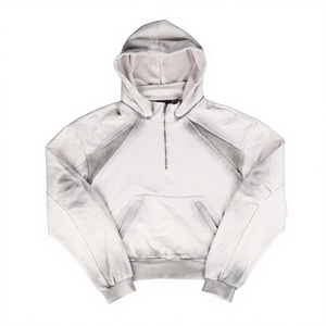 Manufacturers Streetwear Black Rhinestone Embroidery Zip Vintage Acid Wash Heavyweight Cropped Oversized Cotton Custom Hoodie - Product Image 1