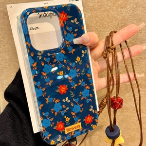 Funda para Teléfono Celular con Pintura al Óleo Azul <span class=keywords><strong>Klein</strong></span> Vintage para iPhone 16 15 Plus 14 17 Pro Max, Textura de Papel de Aluminio, Resistente a Impactos - Product Image 1