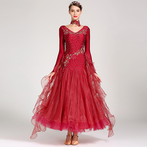 Vestido de baile de salón <span class=keywords><strong>para</strong></span> <span class=keywords><strong>mujer</strong></span>, <span class=keywords><strong>ropa</strong></span> de baile de <span class=keywords><strong>Tango</strong></span> de vals moderno, vestido de baile de rendimiento de competición de manga larga - Product Image 3