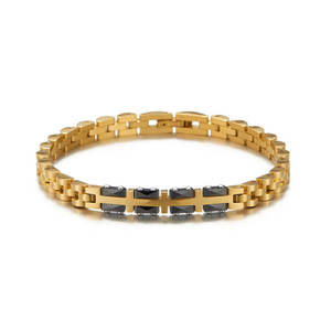 Pulsera y brazalete de moda para hombre de acero inoxidable 316L antideslustre, chapado en oro de 14K y 18K, espacios en blanco grabables para pulseras de hombre - Product Image 5