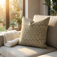 Housse de coussin imprimée géométrique florale beige 100 % coton, taie d'oreiller neutre pour canapé, salon, décoration intérieure, vente en gros