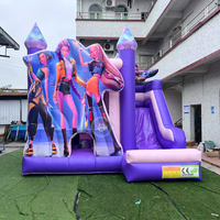 Château gonflable commercial violet pour enfants, combo château gonflable et jeux de fête