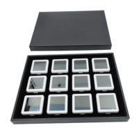 Lot de 12 boîtes de présentation pour pierres précieuses, avec plateau noir et fenêtre transparente, en plastique, pour le rangement de pierres en vrac et la collection de bijoux