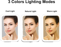 Miroir de maquillage de bureau personnalisé avec éclairage LED, écran tactile trois couleurs, rechargeable par USB, portable, pliable, finition argentée
