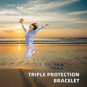 <span class=keywords><strong>Hématite</strong></span> Naturelle Obsidienne Noire Oeil de Tigre Pierre Bracelet Vintage Triple Protection pour Fête de Mariage ou Cadeau - Product Image 6