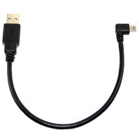 0,25 m USB MINI 5 pines 5P 90 ° ángulo macho a USB 2,0 un cable de enchufe macho 28AWG ángulo recto arriba abajo izquierda Mini 5 pines Cable adaptador USB